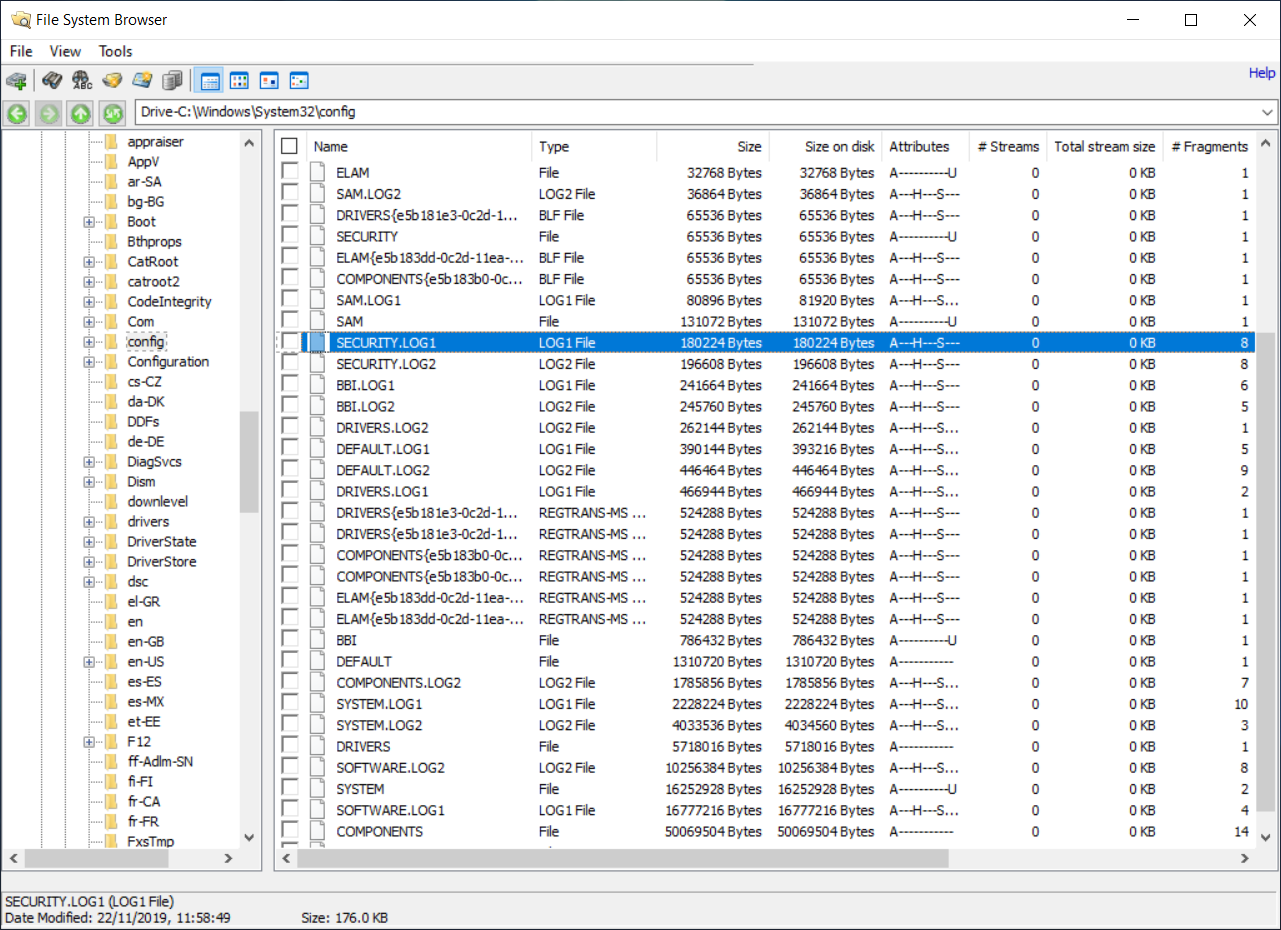 Files with NTFS streams in OSForensics file system browser
