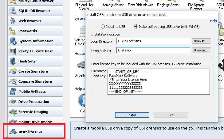 OSForenscis Install to USB