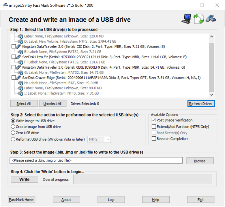 Tools for OSForensics - ImageUSB - Write an multiple USB Flash Drives